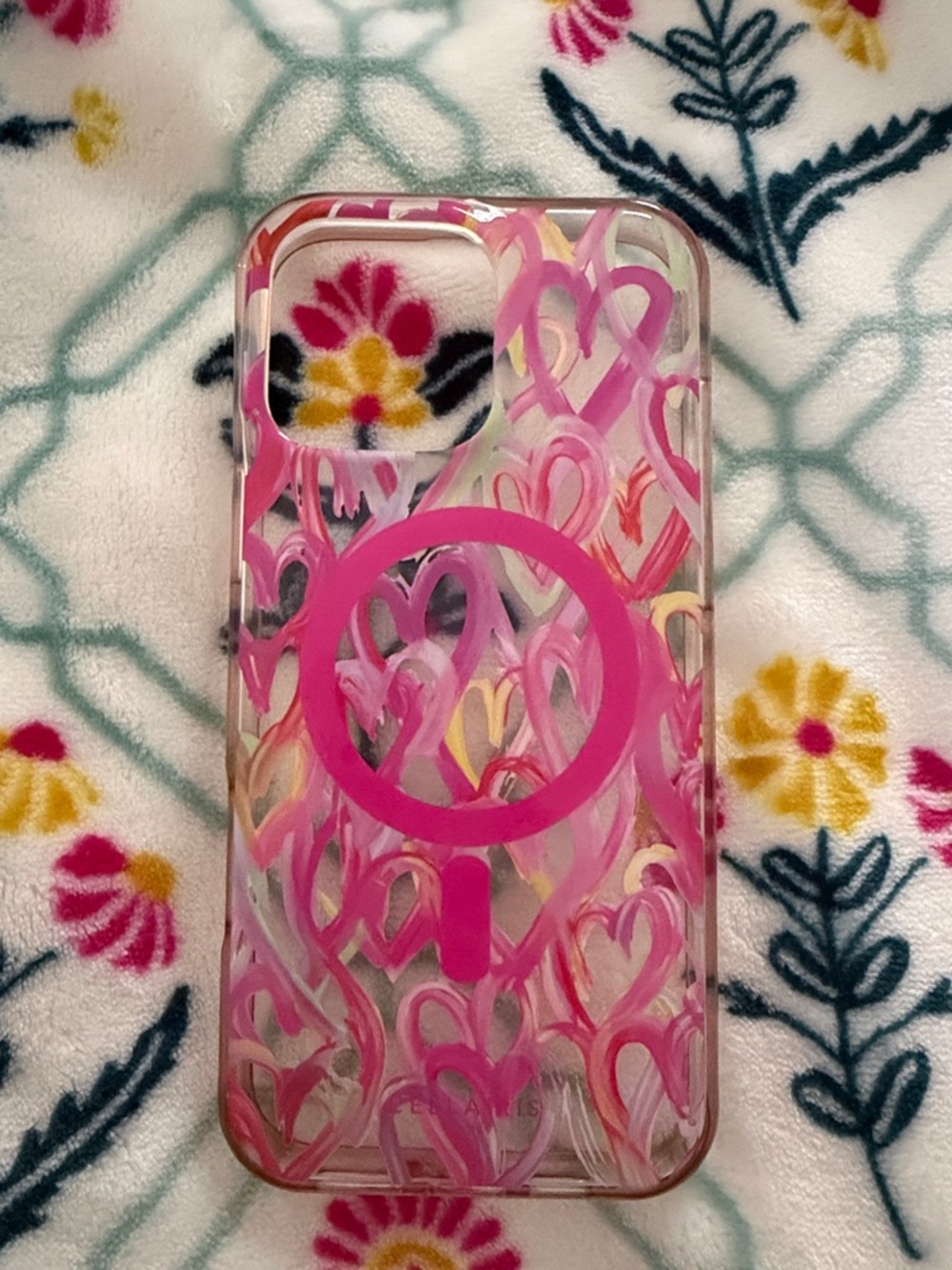 Pink Heart Pattern Clear Phone Case - Stylish Protection I phone 16 pro max